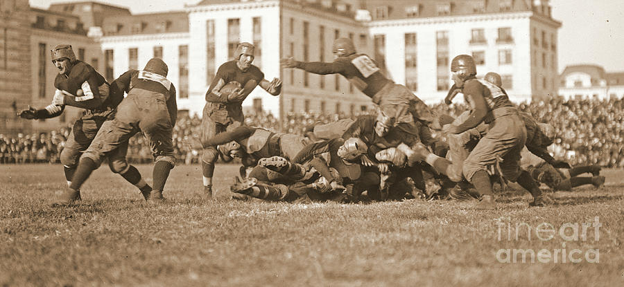 Football Play 1920 Sepia Photograph by Padre Art