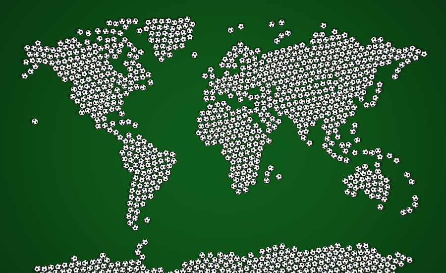 Football Soccer Balls World Map Digital Art by Michael Tompsett
