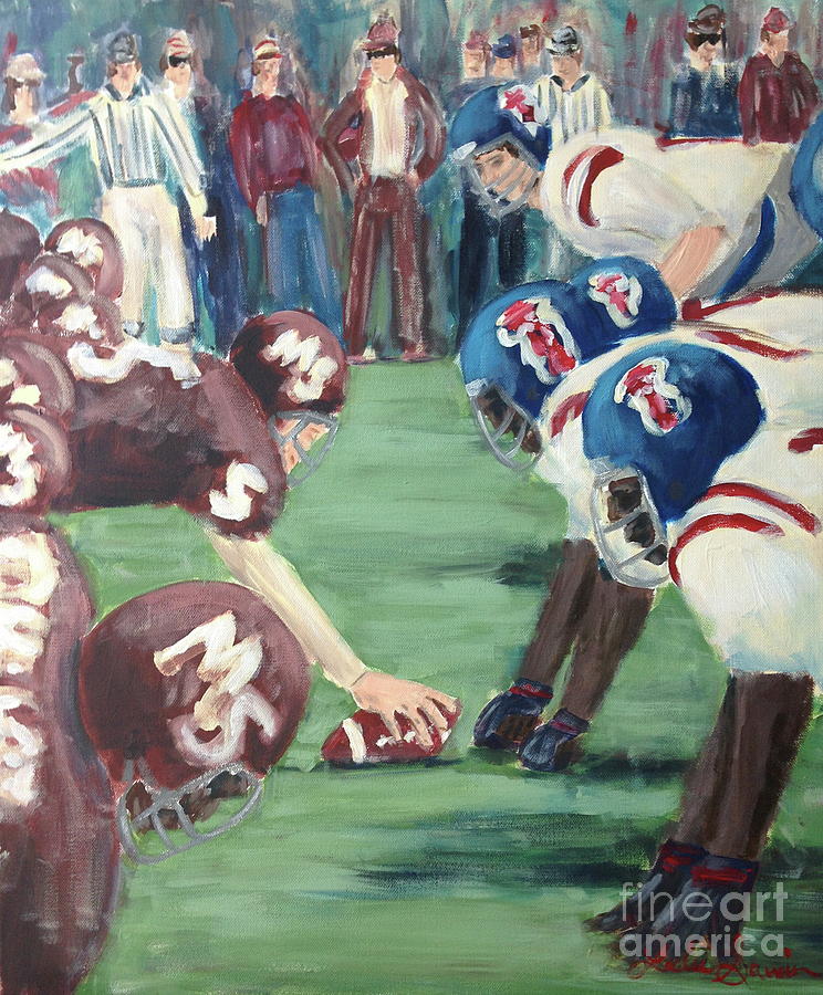 Football Painting - Football Throwback by Leslie Saucier