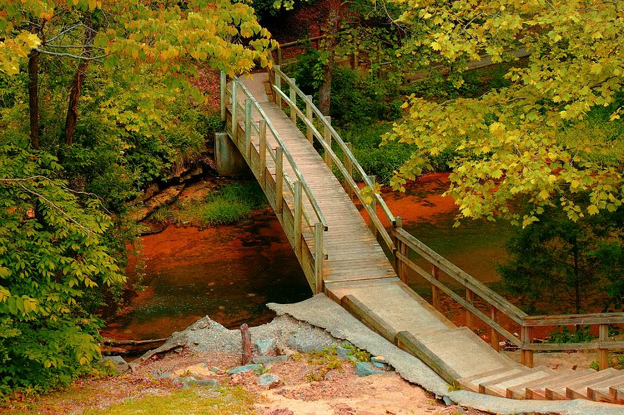 Footbridge into  Autumn  Photograph by Stacie Siemsen