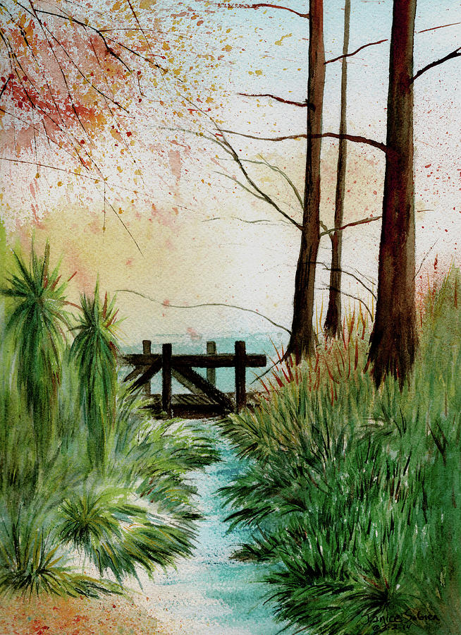 Tree Painting - Footbridge by Janice Sobien