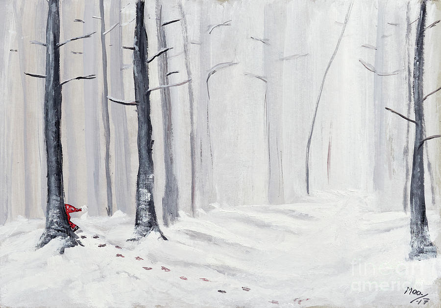 11x14 Footsteps in Snow Oil Painting