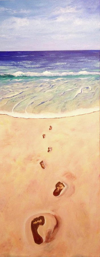 Footprints in the Sand Painting by Donna Tucker