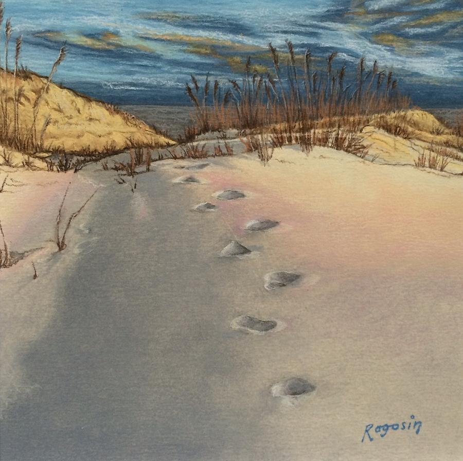 Landscape Painting - Footprints in the Snowy Dunes by Harvey Rogosin