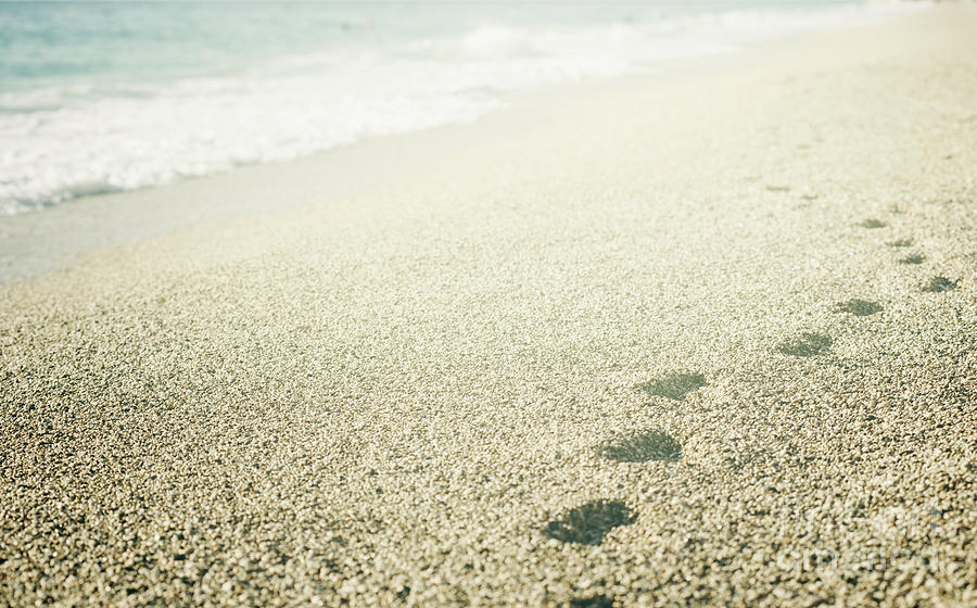 Footprints on the beach Photograph by Jelena Jovanovic