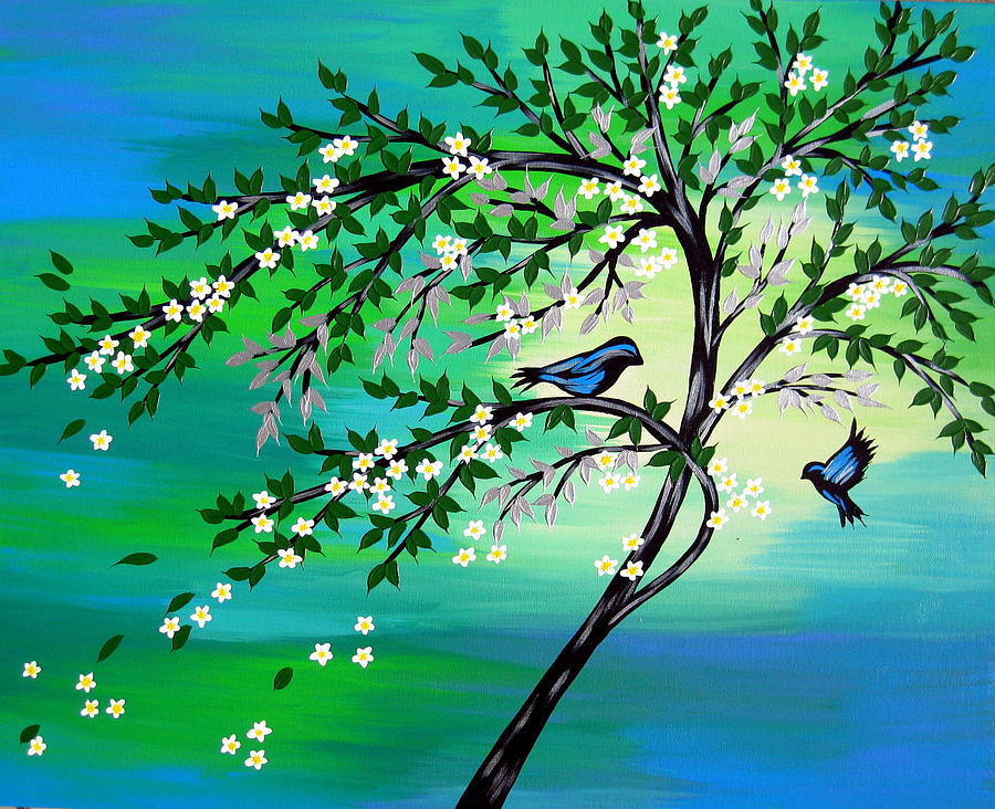 Bird Painting - For Ever and Ever Us by Cathy Jacobs