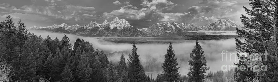 Fog In The Snake River Valley Black And White Photograph by Adam Jewell