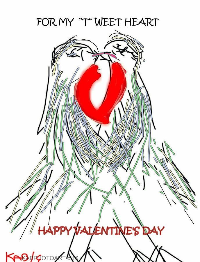 For My Tweetheart Valentines Day card Digital Art by Kathy Barney