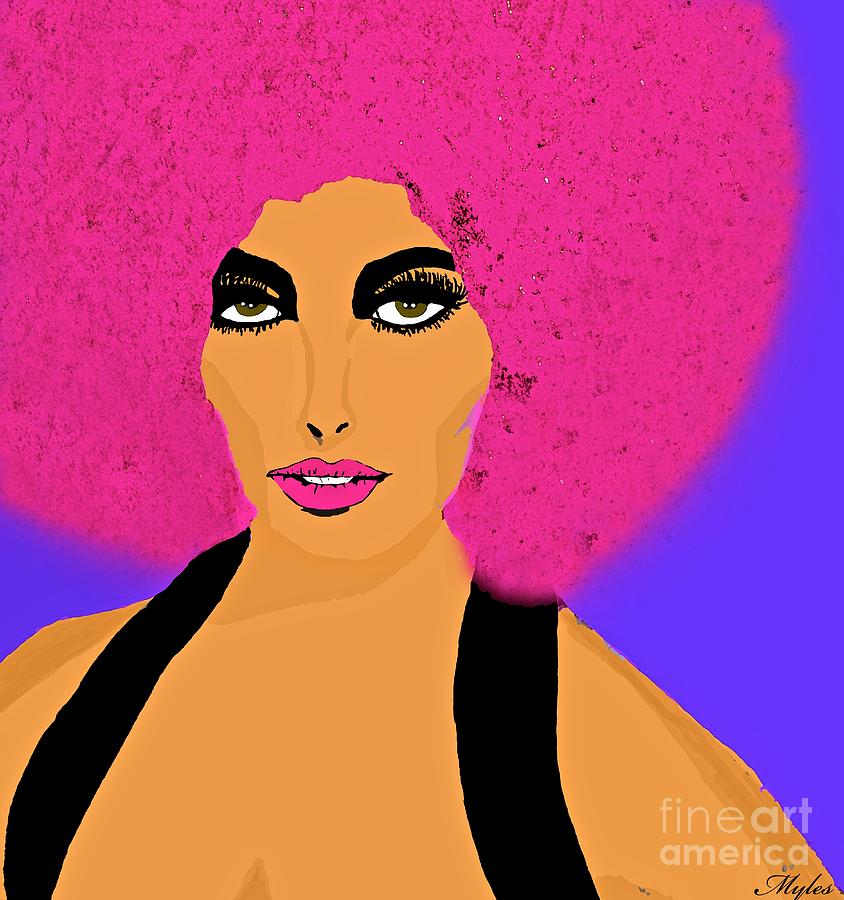 Pink Afro for Michelle Painting by Saundra Myles