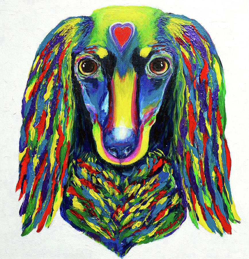For The Love Of The Long Haired Doxie Painting by Pat Davidson
