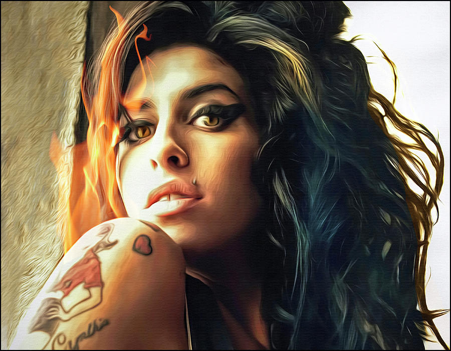  For You I was the Flame, Amy Winehouse Mixed Media by Mal Bray