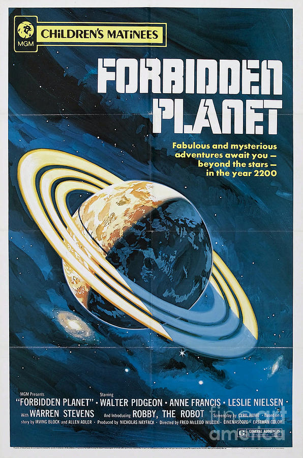 Forbidden Planet classic movie poster Painting by Vintage Collectables