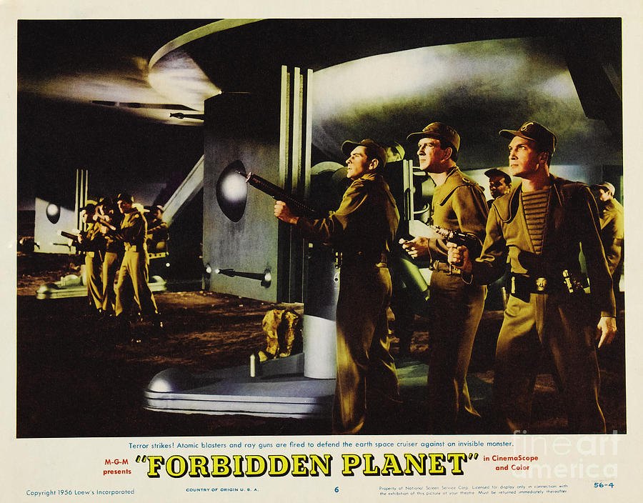 Forbidden Planet in CinemaScope retro classic movie poster fighting the invisible alien Photograph by Vintage Collectables