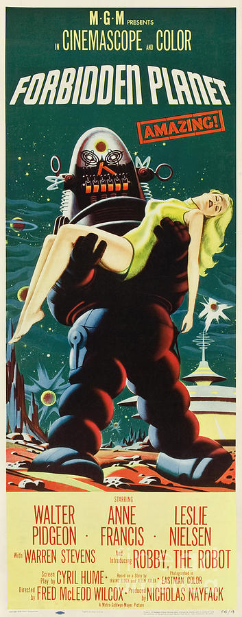 Forbidden Planet in CinemaScope retro classic movie poster portraite Painting by Vintage Collectables