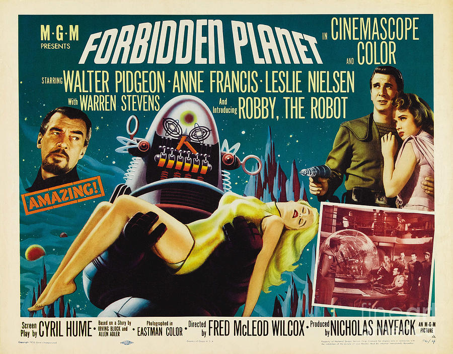 Forbidden Planet in CinemaScope retro classic movie poster Painting by Vintage Collectables