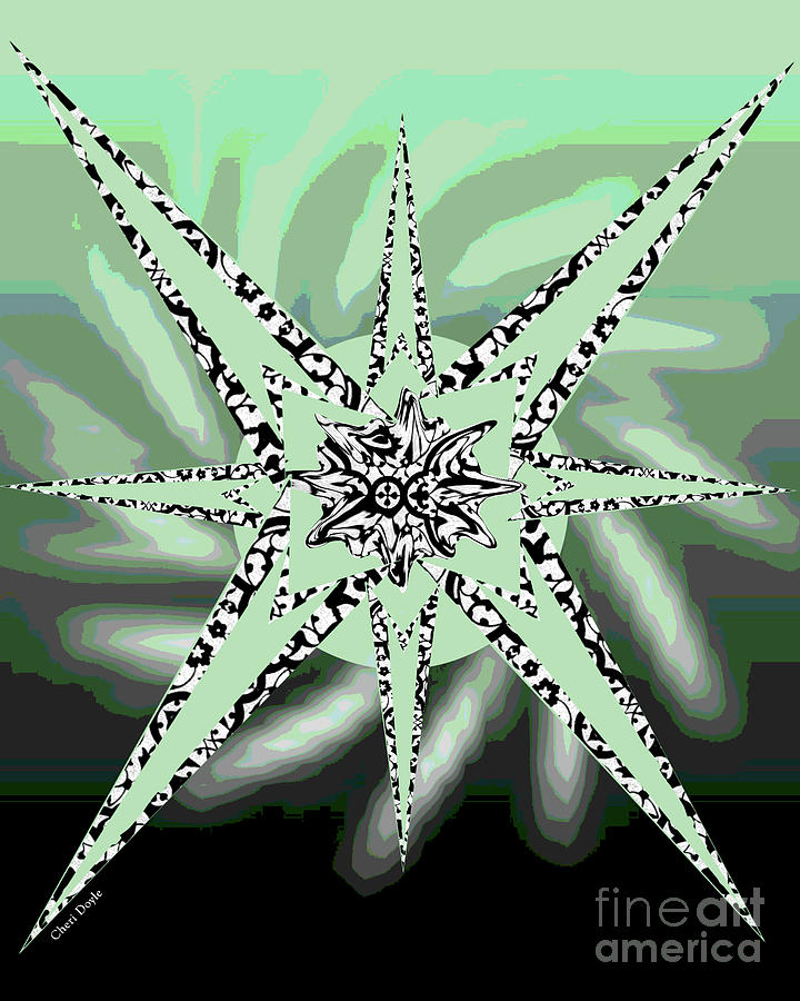 Forceful Movement in Solarized Greens Digital Art by Cheri Doyle