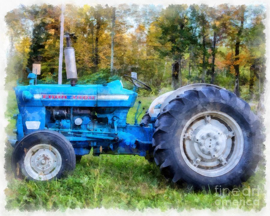 Ford 4000 Vintage Tractor Painting by Edward Fielding