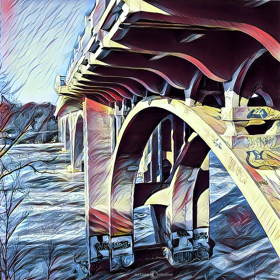 Ford Bridge Winter Painting by Tim Nyberg