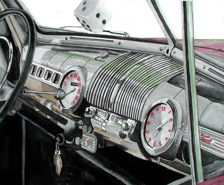 Ford Dash Painting by Ferrel Cordle