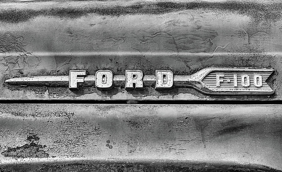 Ford F-100 Black and White Photograph by JC Findley