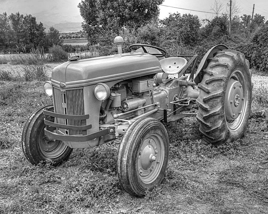 Ford Farm Tractor Black and White Photograph by Ken Smith