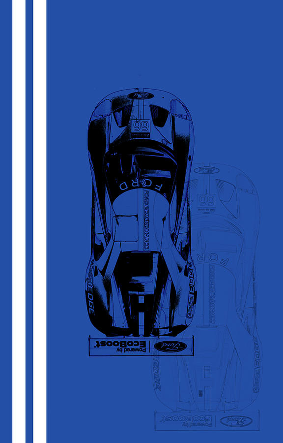 Ford GT race car Digital Art by Roger Lighterness
