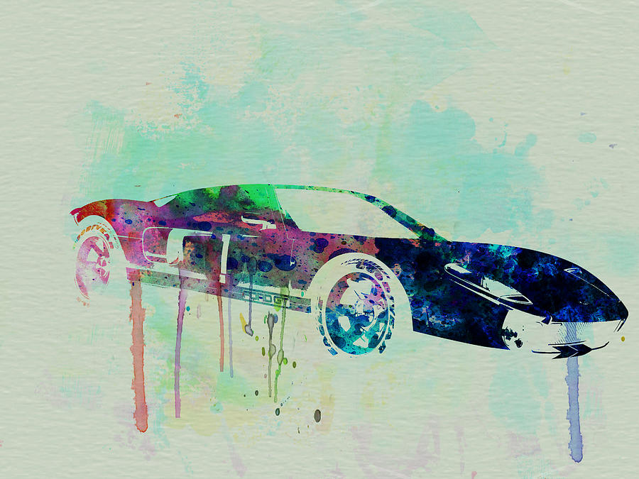 Car Painting - Ford GT Watercolor 2 by Naxart Studio