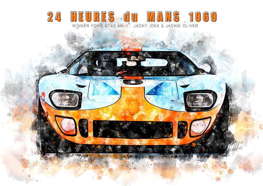 Ford GT40 Le Mans 1969 Classic Canvas Painting Photo Print Wall Art Home Decor 