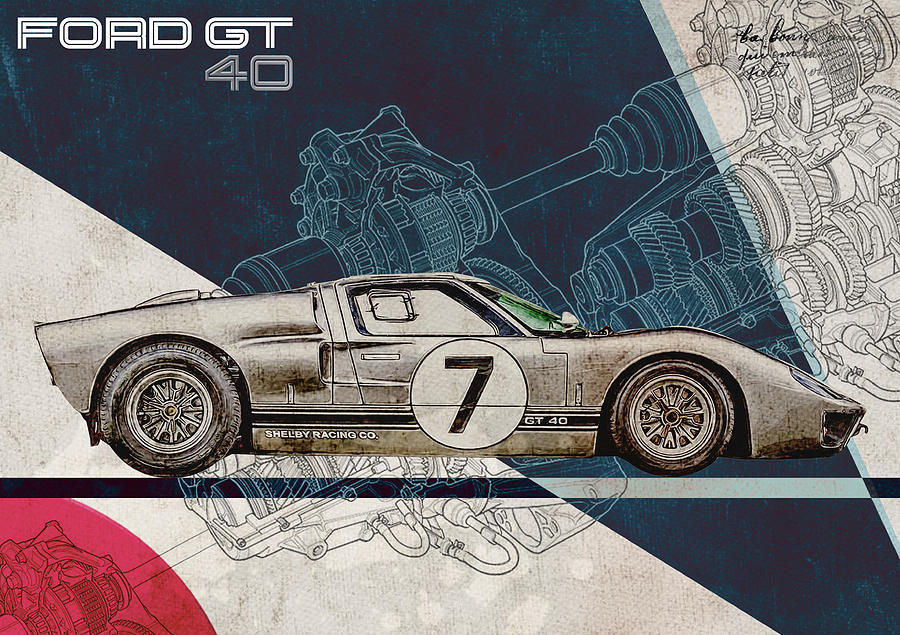 Transportation Digital Art - Ford GT40  by Yurdaer Bes