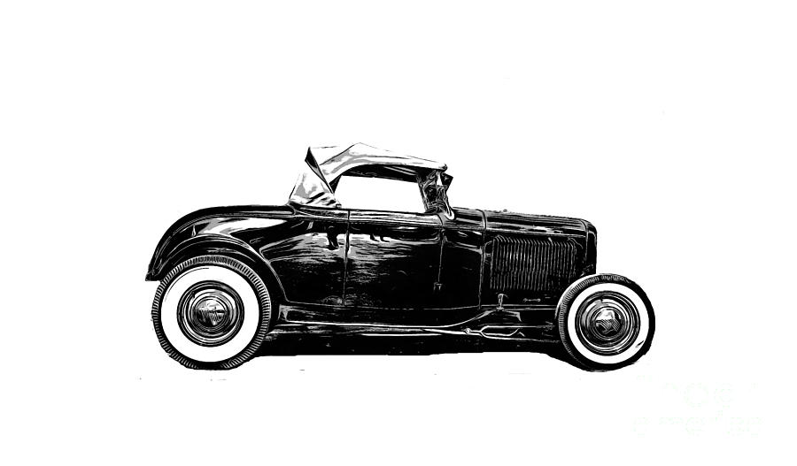 Ford Hot Rod Tee Drawing by Edward Fielding