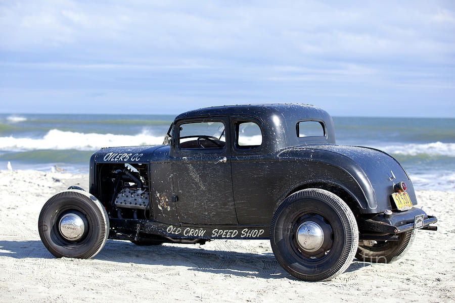 Ford Mercury Roadster on beach Photograph by Anthony Totah