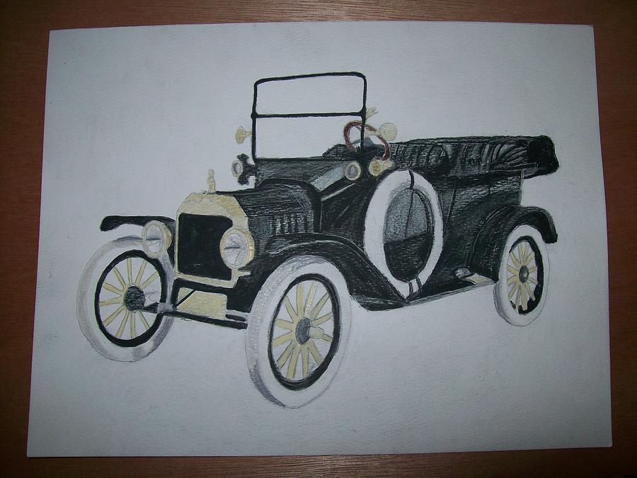 Car Painting - Ford Modl T 1A Original Watercolor Painting by Pigatopia by Shannon Ivins