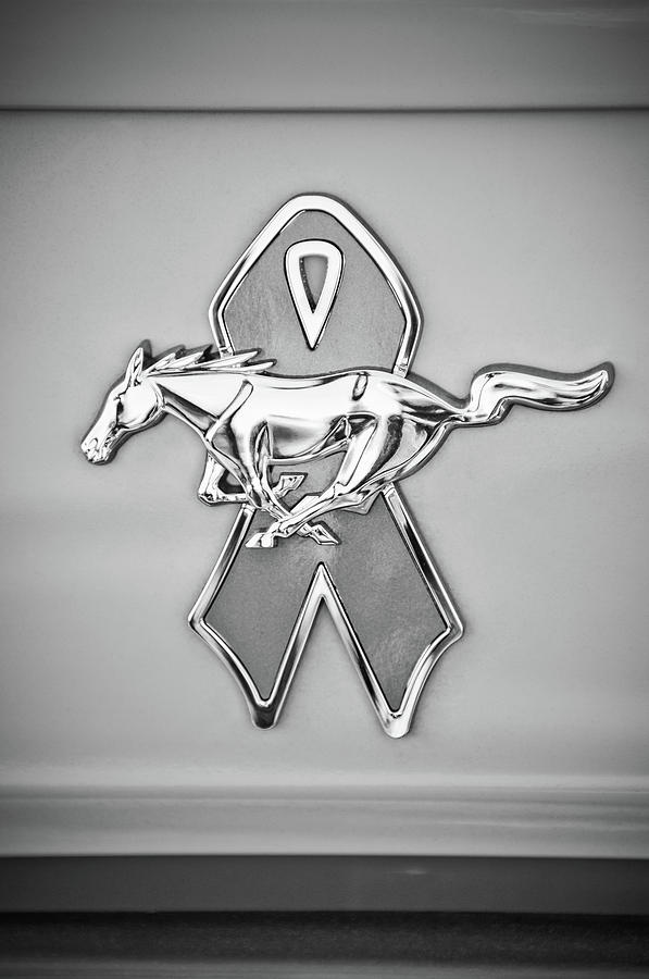 Transportation Photograph - Ford Mustang Emblem -0227bw by Jill Reger