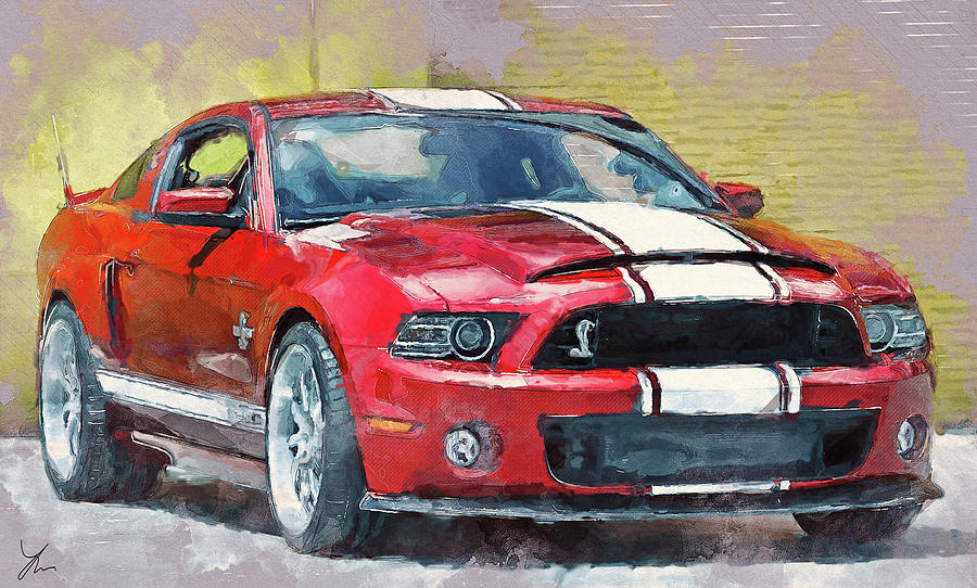 Ford Mustang GT500 painting Digital Art by Yury Malkov