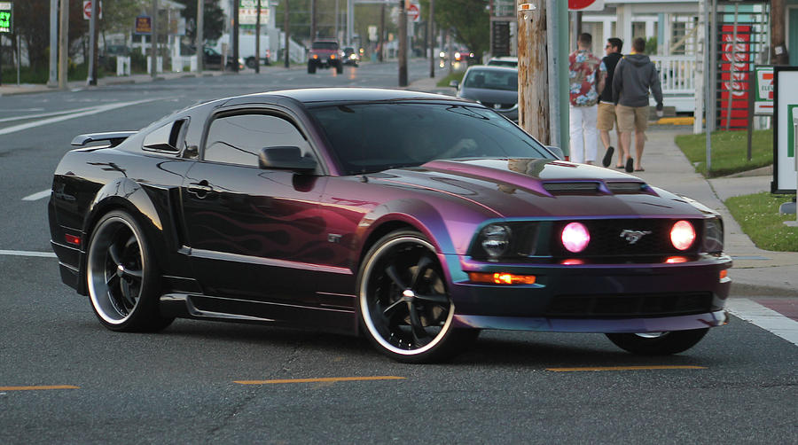 Ford Mustang GTs Purple Flames Photograph by Robert Banach