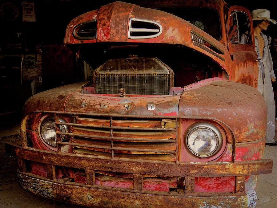 Vintage Truck Photograph - Ford Repair Garage by Donna Lee Young