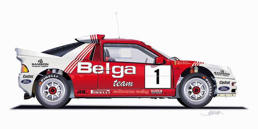 Ford RS 200 Belga team illustration Digital Art by Alain Jamar