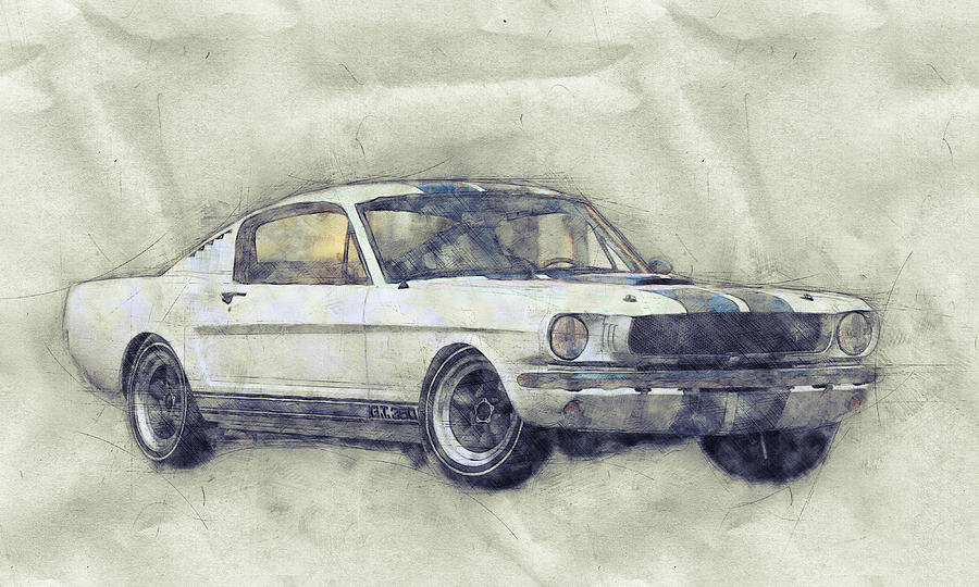 Ford Shelby Mustang GT350 - 1965 - Sports Car 1 - Automotive Art - Car Posters Mixed Media by Studio Grafiikka