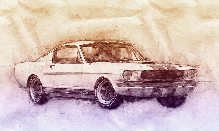 Transportation Mixed Media - Ford Shelby Mustang GT350 - 1965 - Sports Car 2 - Automotive Art - Car Posters by Studio Grafiikka
