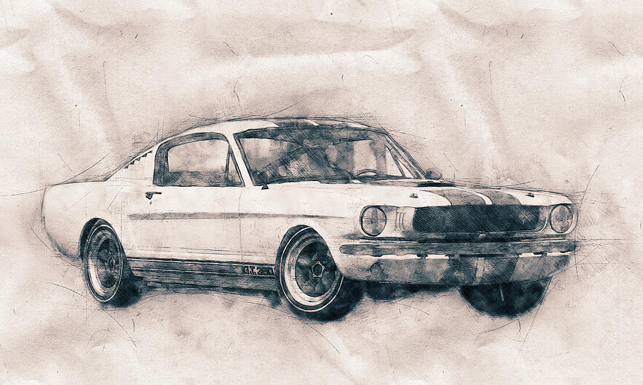 Transportation Mixed Media - Ford Shelby Mustang GT350 - 1965 - Sports Car - Automotive Art - Car Posters by Studio Grafiikka