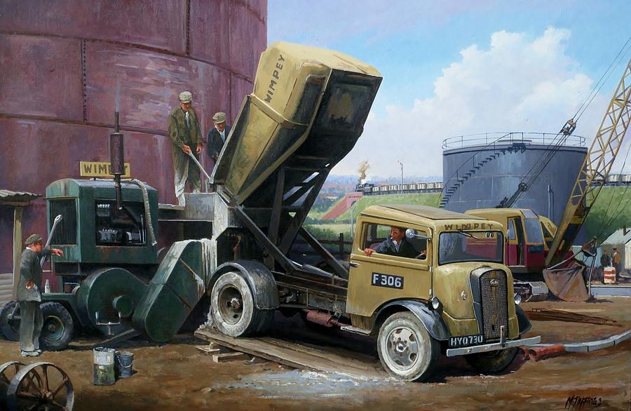 Fordson cement truck. Painting by Mike Jeffries