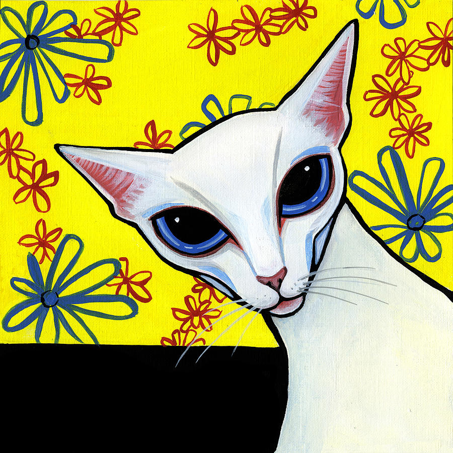 Foreign White Cat Painting by Leanne Wilkes