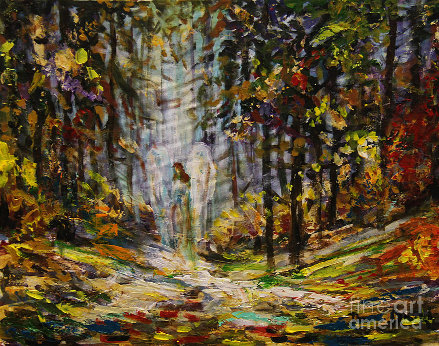 Forest Angel Painting by Dariusz Orszulik