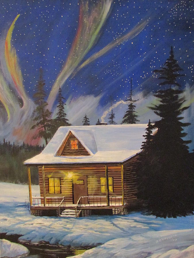 Forest Cabin Painting by Dave Farrow