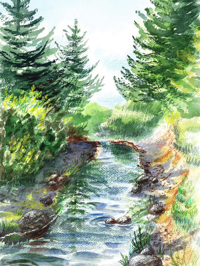 Into The Woods Painting - Forest Creek by Irina Sztukowski