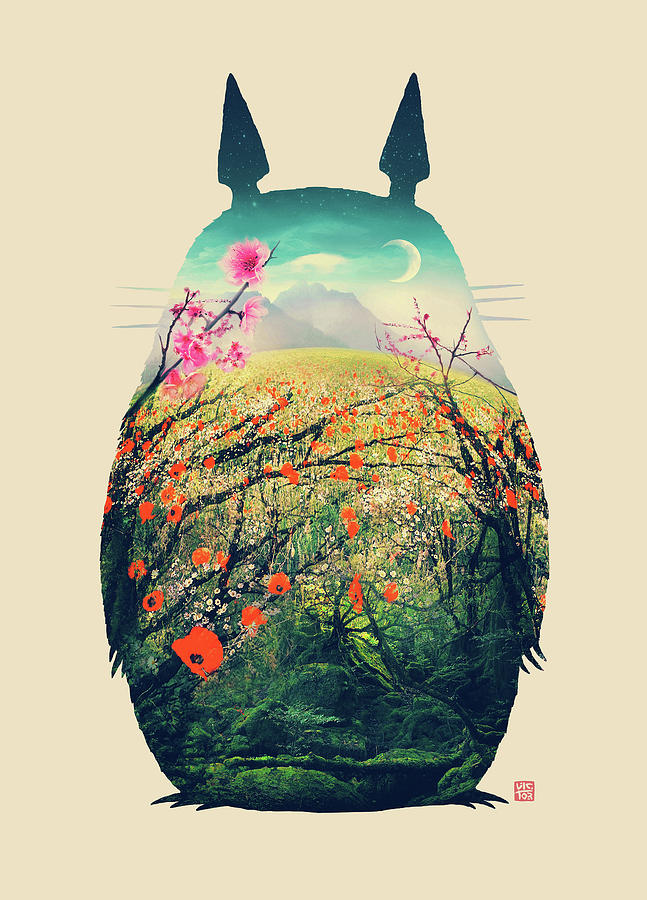 Totoro Digital Art - Forest Dream by Victor Vercesi