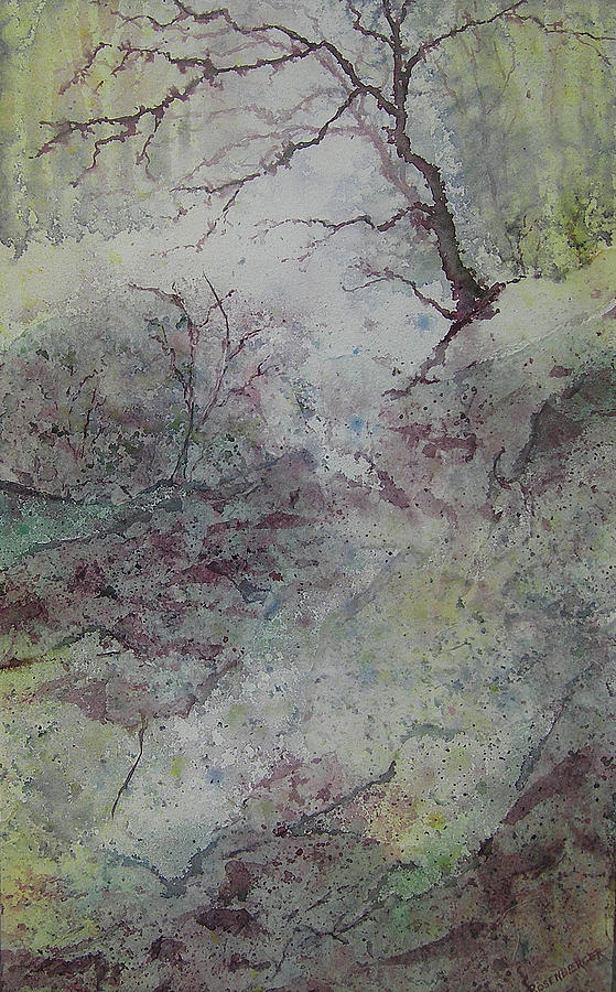 Forest Edge with  Maroon Painting by Carolyn Rosenberger