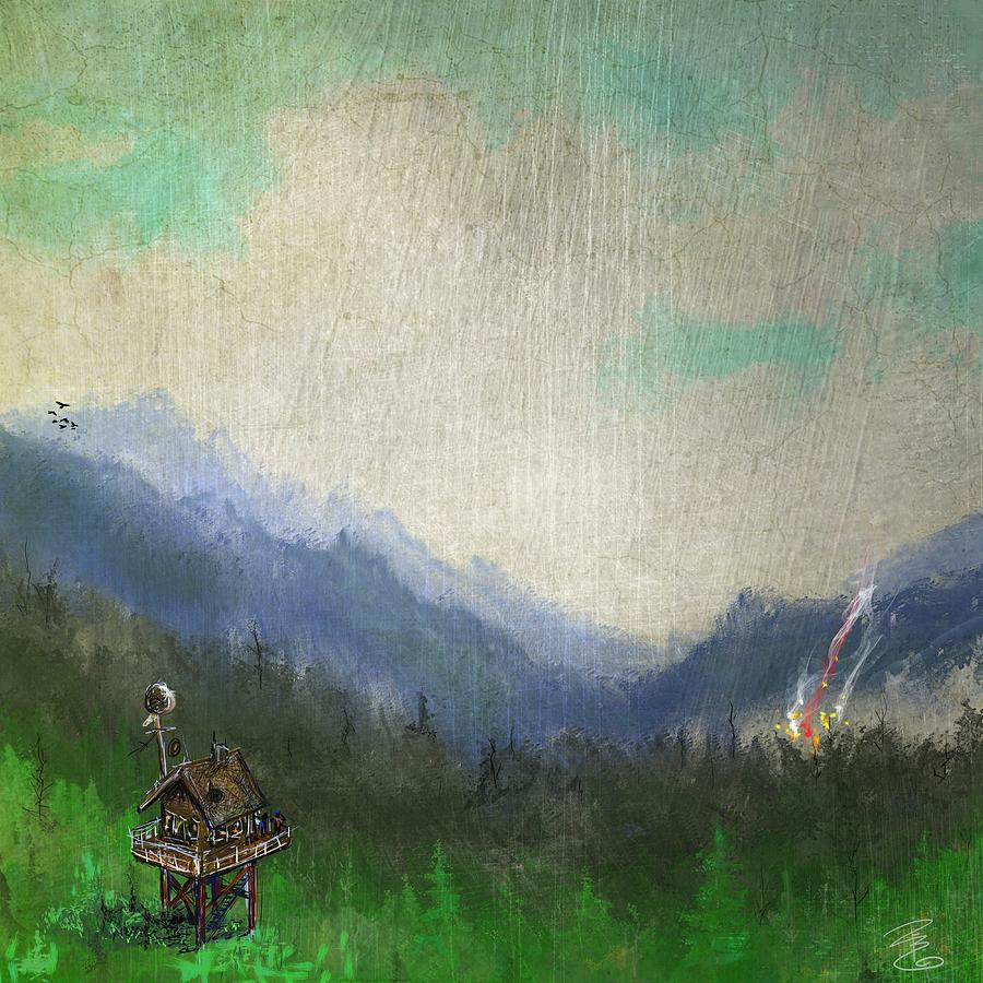 Forest fire lookout Digital Art by Debra Baldwin