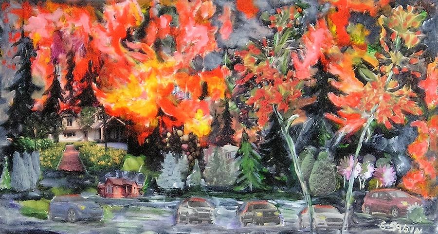 Forest fire Painting by Saga Sabin