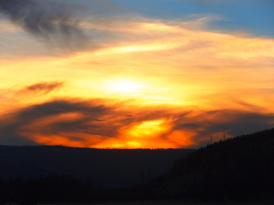 Yellowstone National Park Photograph - Forest Fire Sunset by Adam Cornelison